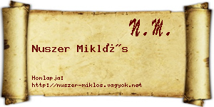 Nuszer Miklós névjegykártya